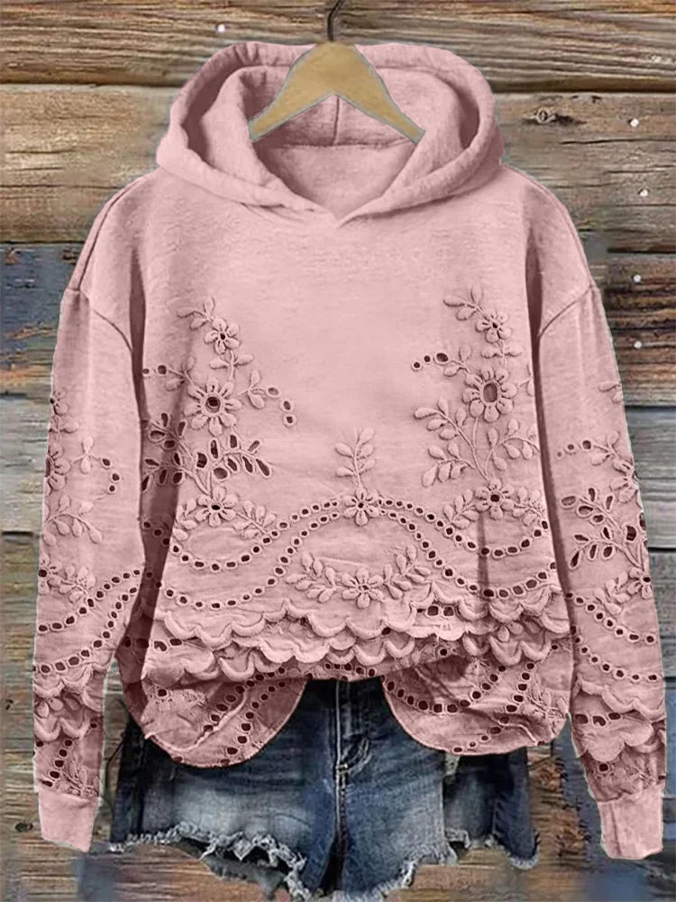 Rosa | Lace-Trim Charm Hoodie