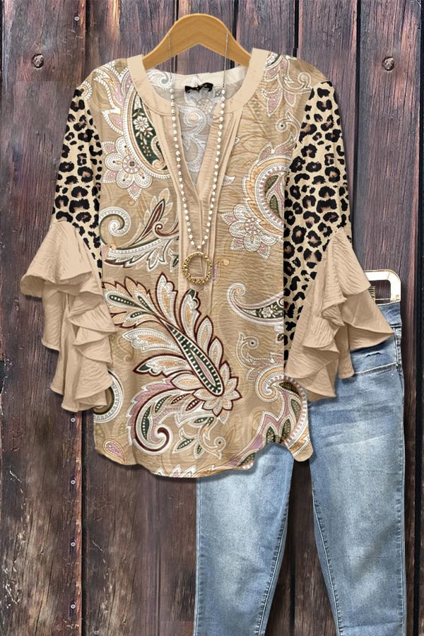 Cream blouse with 3D floral print