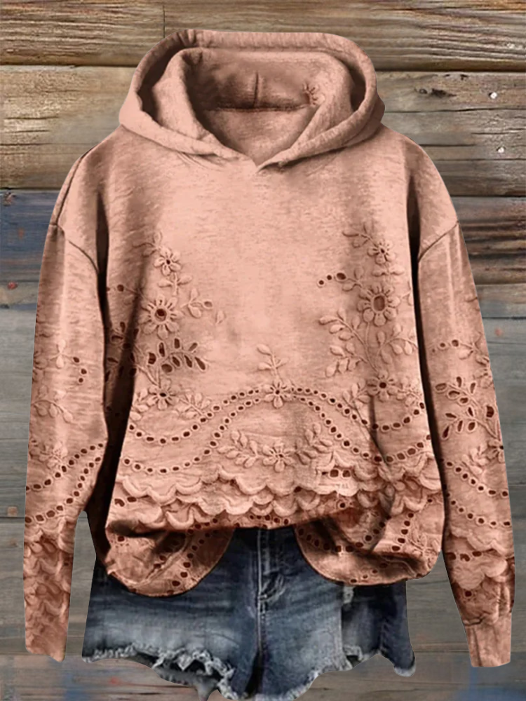 Rosa | Lace-Trim Charm Hoodie