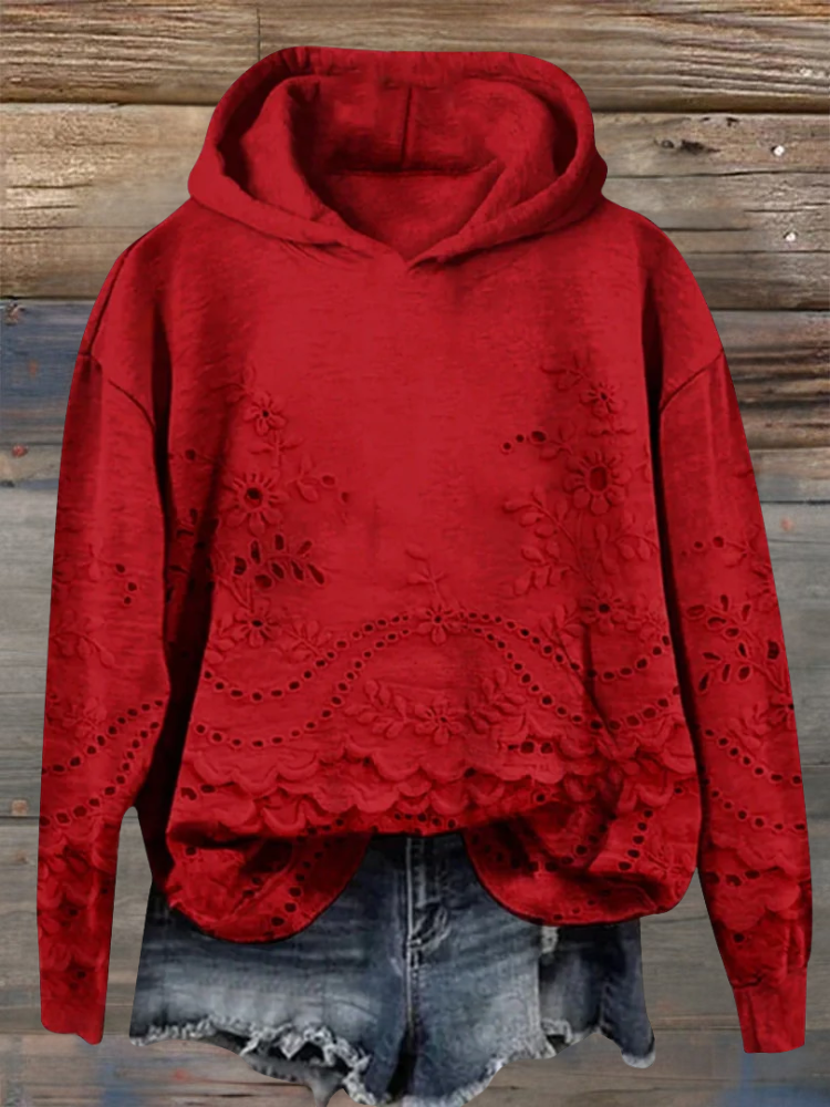 Rosa | Lace-Trim Charm Hoodie