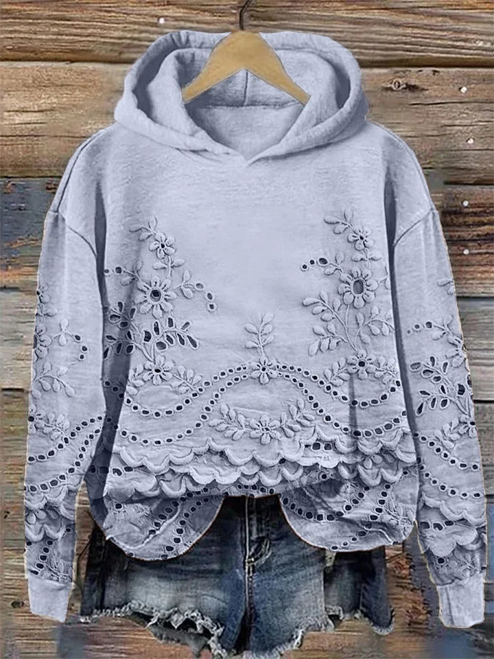 Rosa | Lace-Trim Charm Hoodie